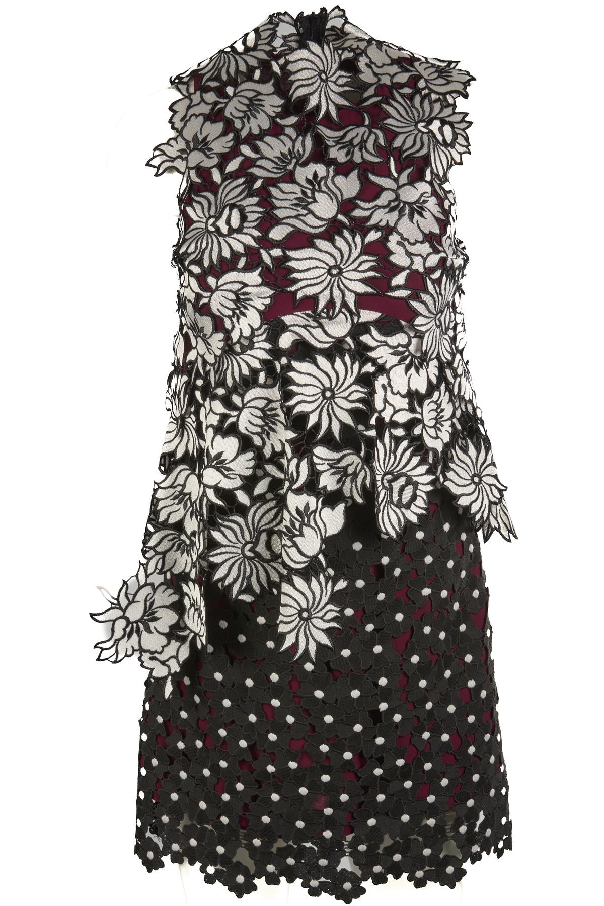 SELF-PORTRAIT BLACK CROCHET MINI DRESS UK 6