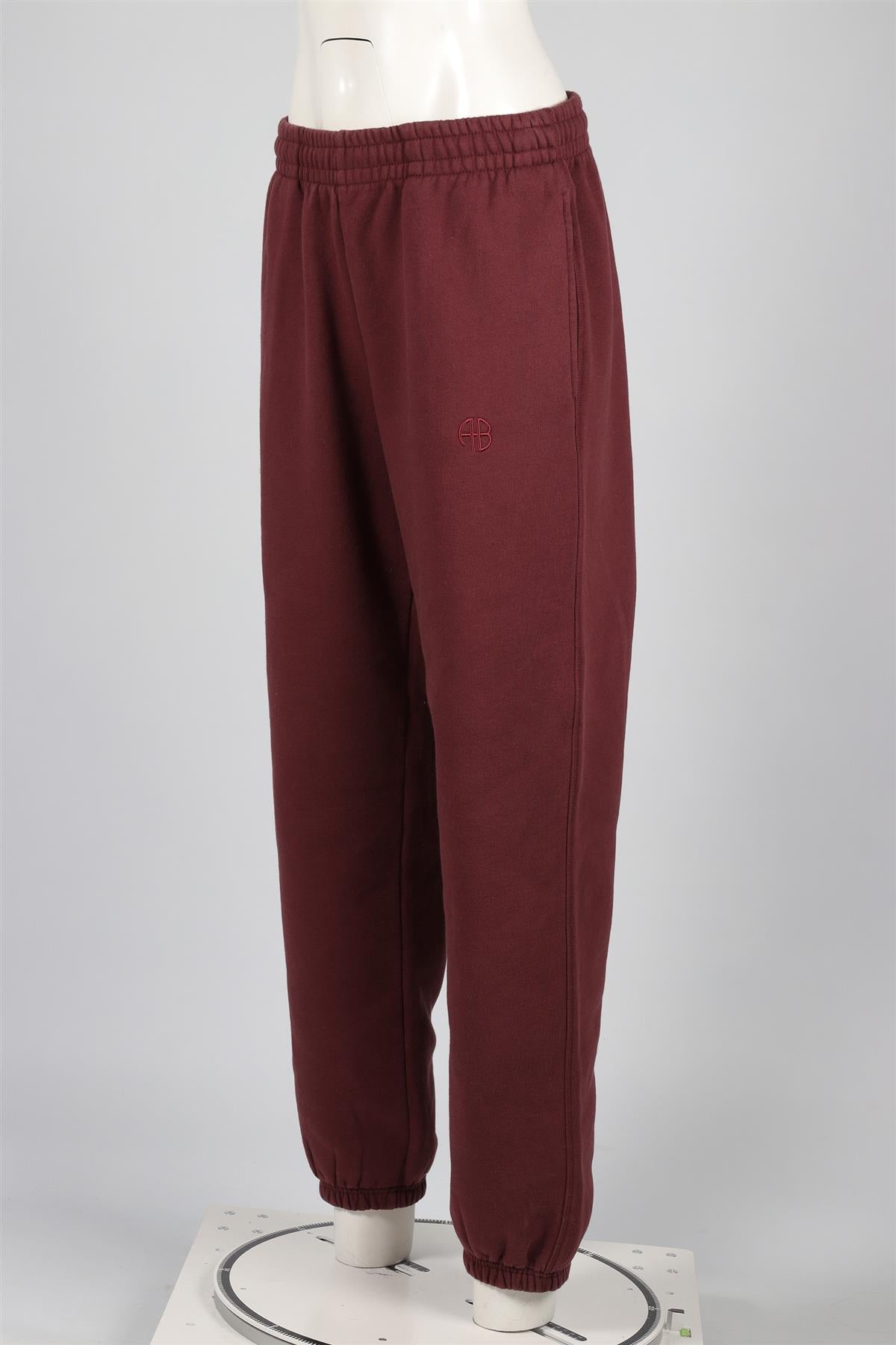 ANINE BING BURGUNDY COTTON TRACK PANTS MEDIUM