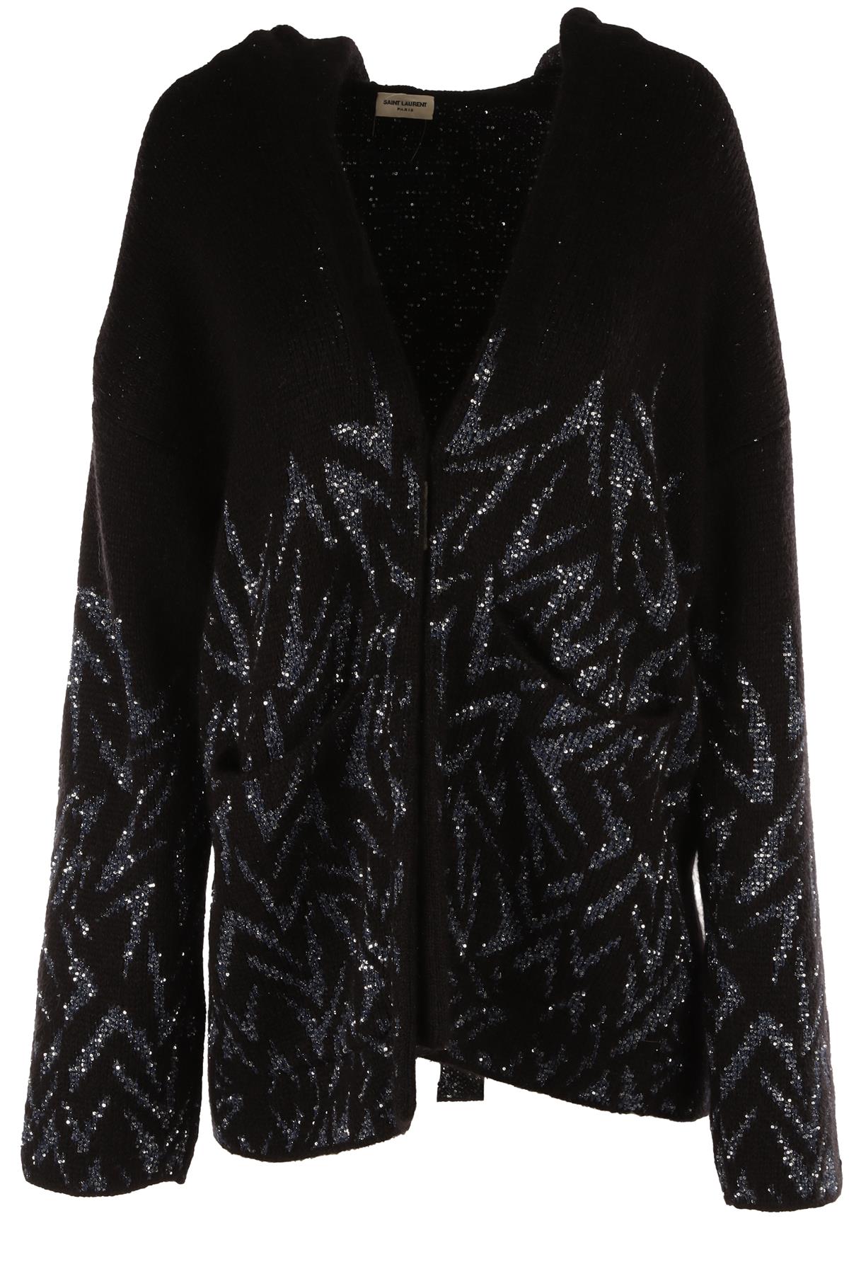SAINT LAURENT BLACK WOOL HOODIE SMALL