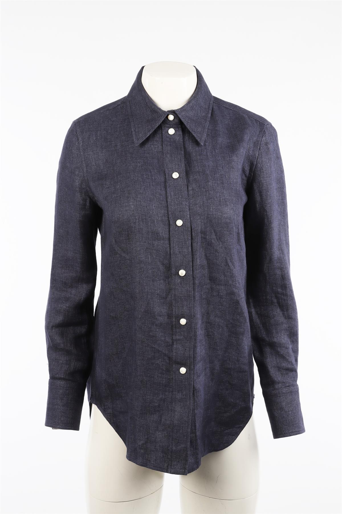 CHLOÉ BLUE LINEN SHIRT FR 36 UK 8