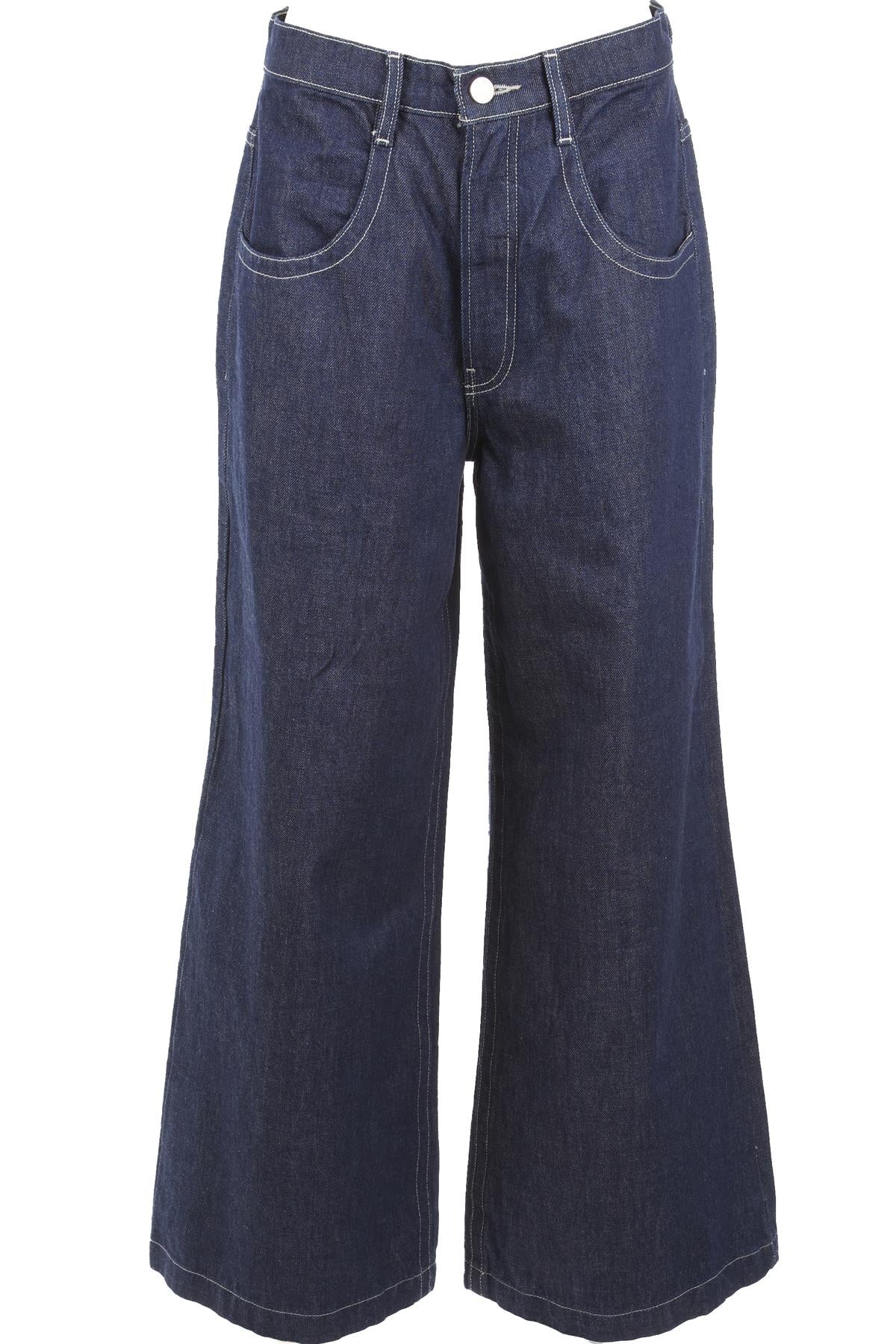 FRAME BLUE HIGH RISE WIDE LEG JEANS W28