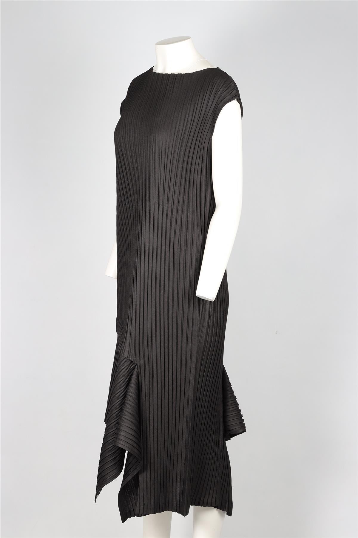 ISSEY MIYAKE BLACK WOVEN MIDI DRESS UK 8