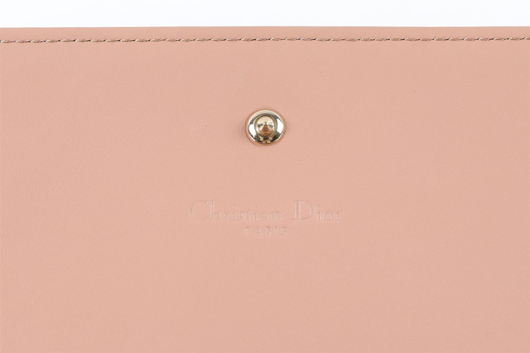 CHRISTIAN DIOR PINK DIORAMA CROISIERE LEATHER WALLET ON CHAIN