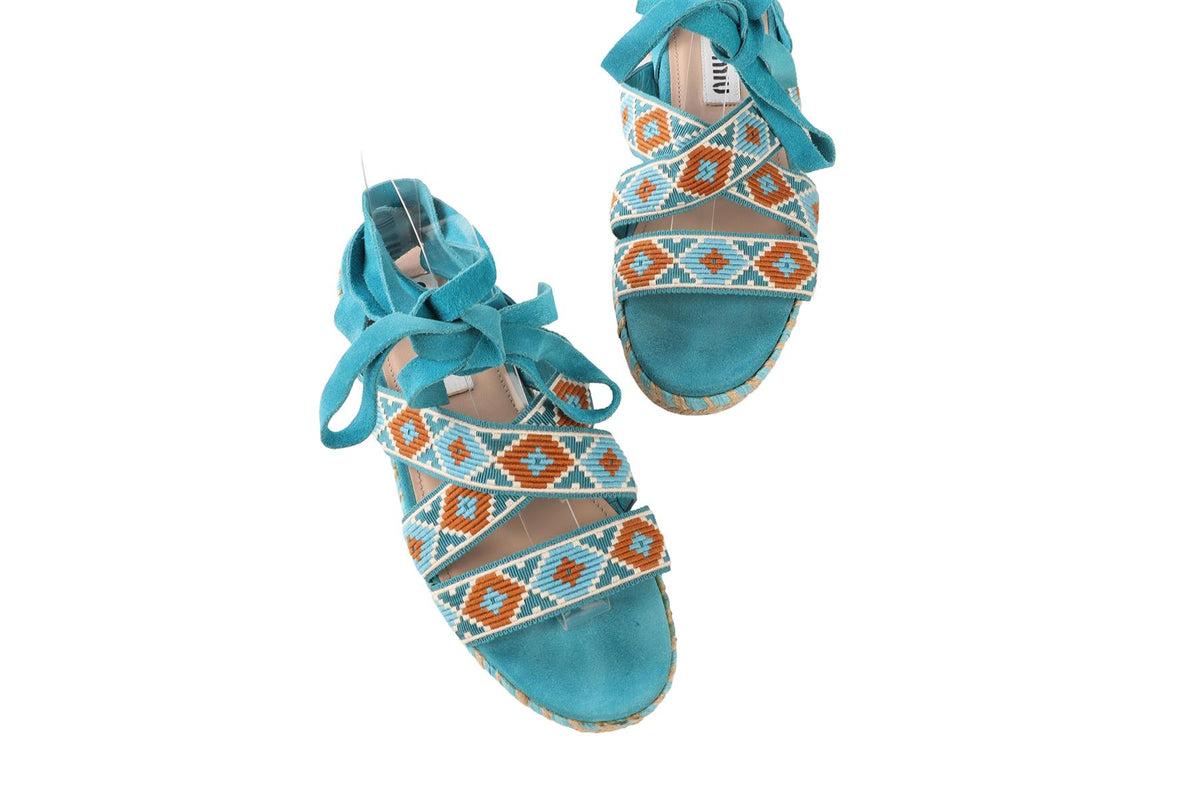 MIU MIU BLUE SUEDE SANDALS EU 38 UK 5 US 8