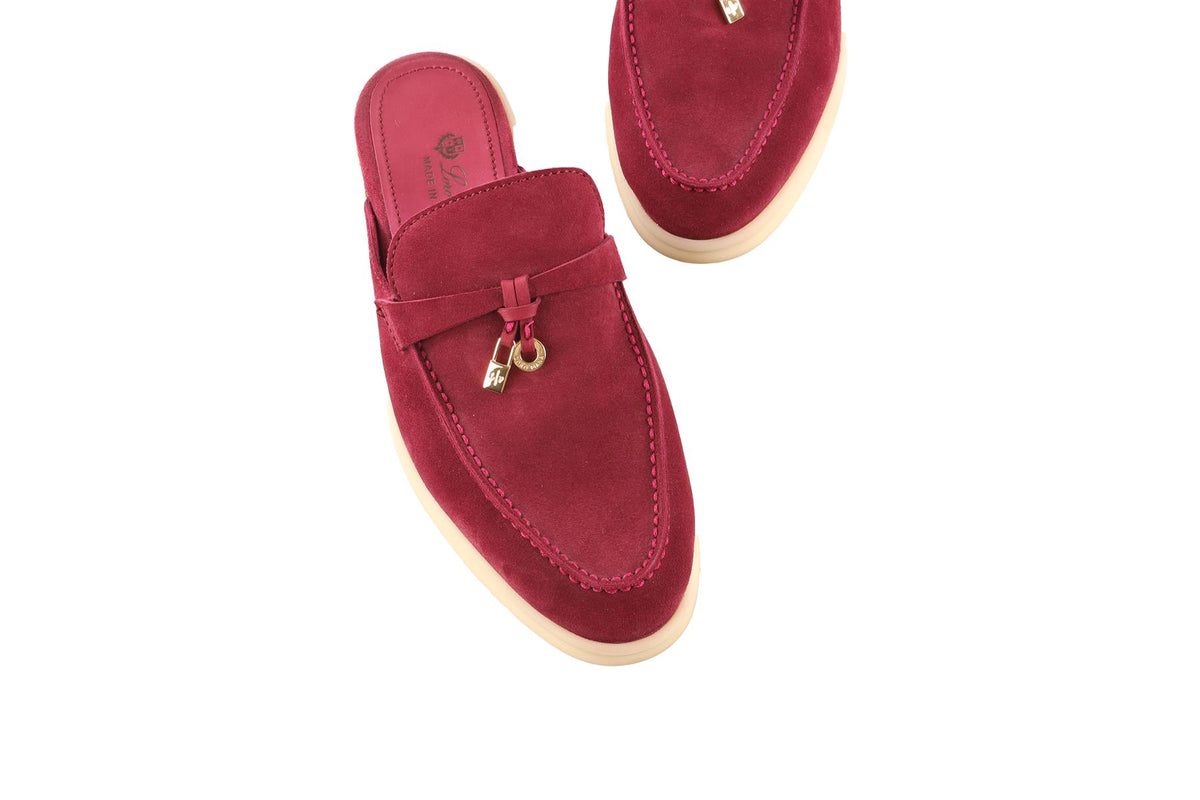 LORO PIANA PURPLE BABOUCHE CHARMS WALK SUEDE MULES EU 36 UK 3 US 6