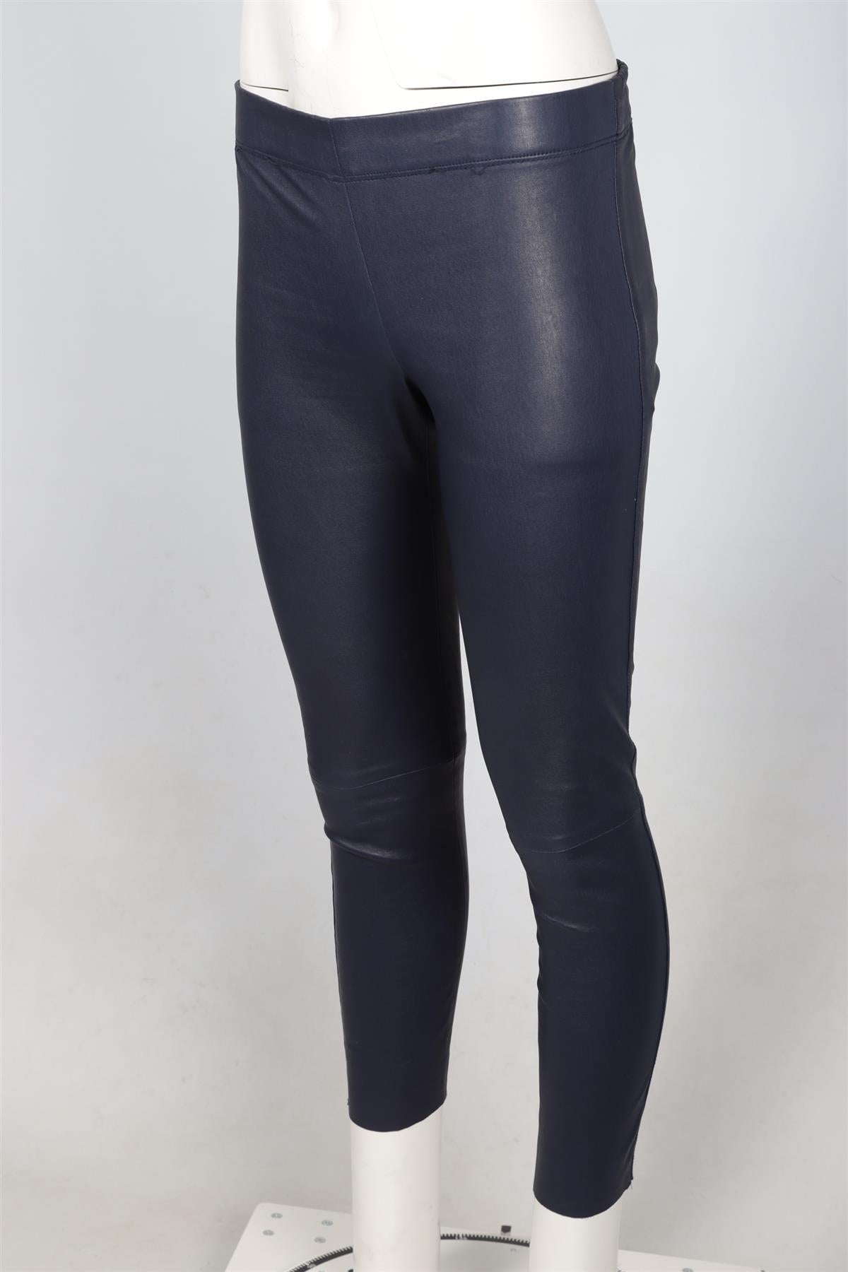JOSEPH NAVY LEATHER SKINNY PANTS IT 36 UK 4