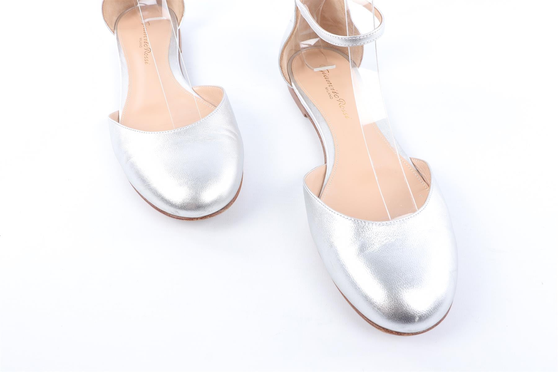 GIANVITO ROSSI SILVER LEATHER FLATS EU 37.5 UK 4.5 US 7.5