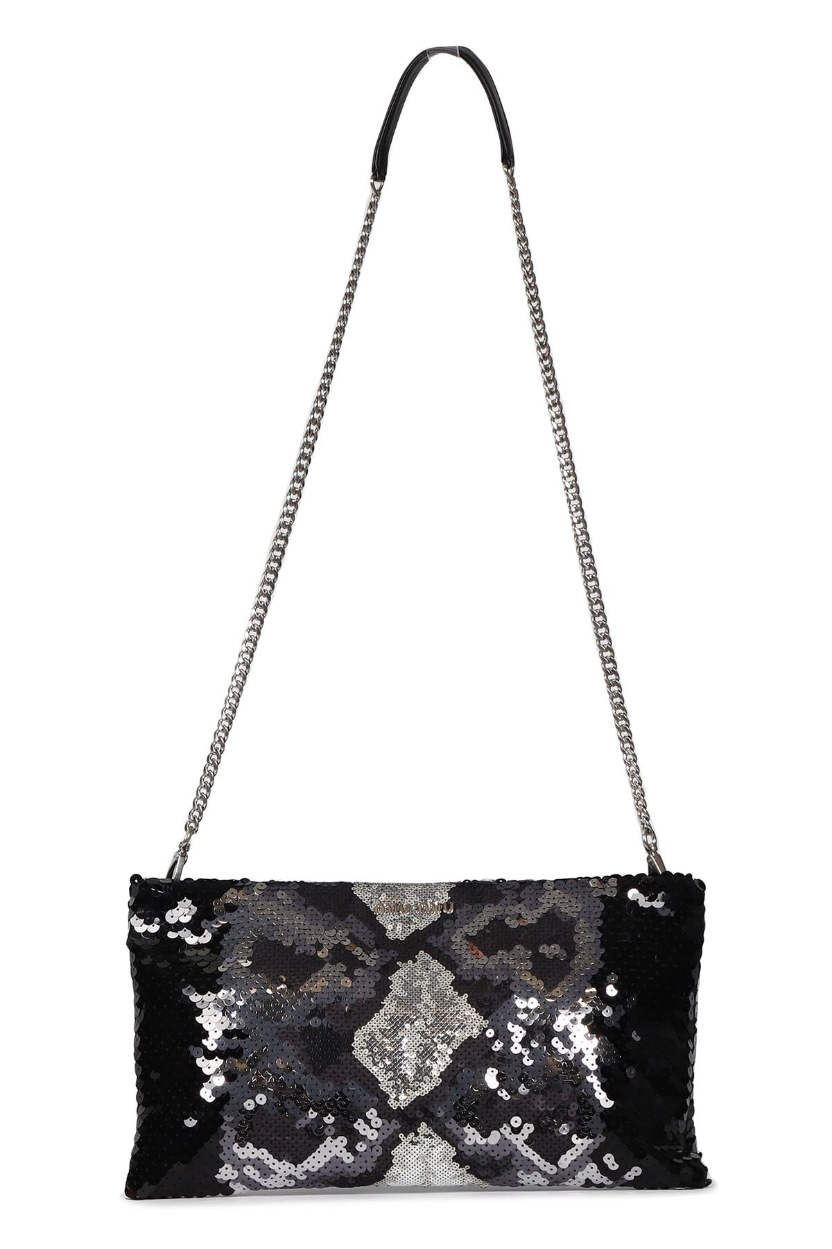 MIU MIU SEQUIN AND SATIN CLUTCH