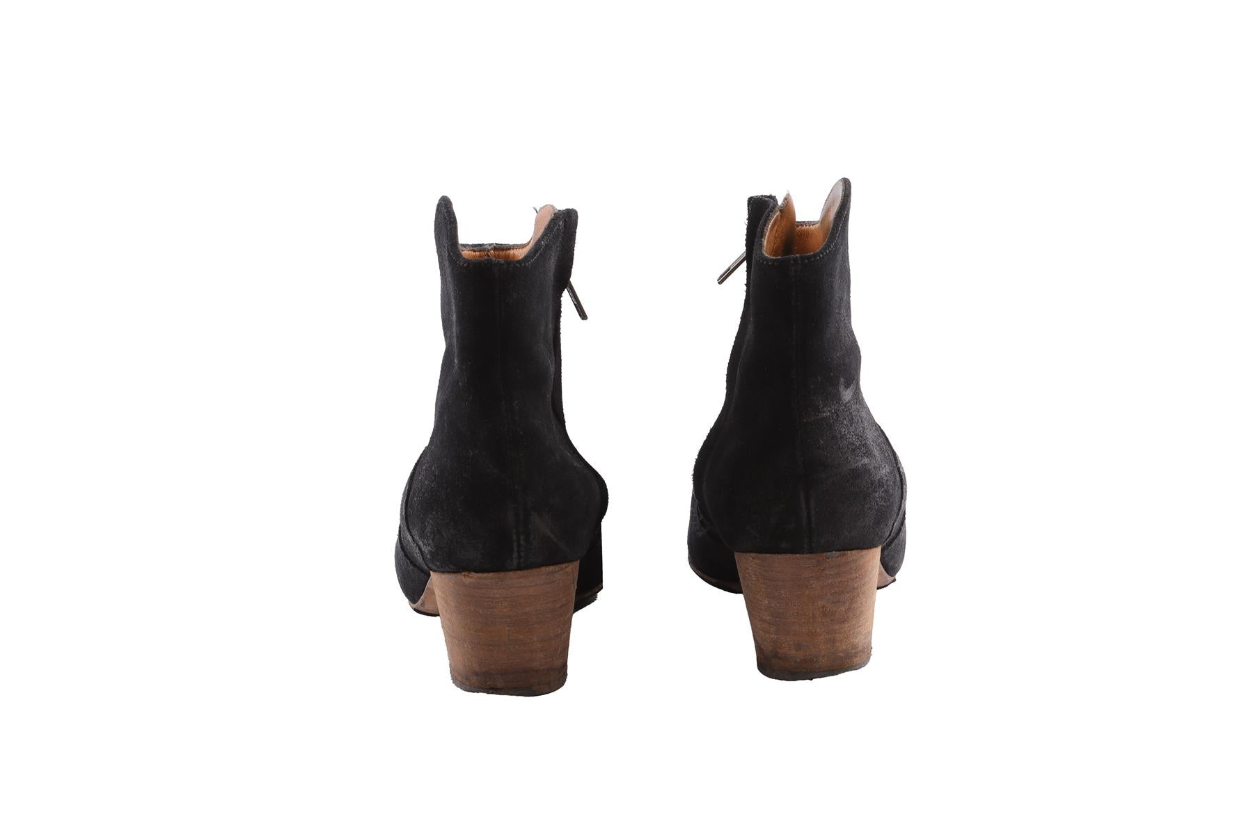 ISABEL MARANT BLACK DICKER SUEDE ANKLE BOOTS EU 38