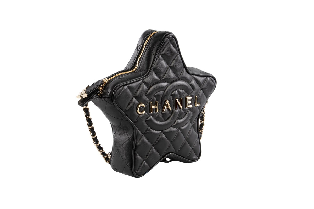 CHANEL BLACK 2024 STAR QUILTED LEATHER SHOULDER BAG