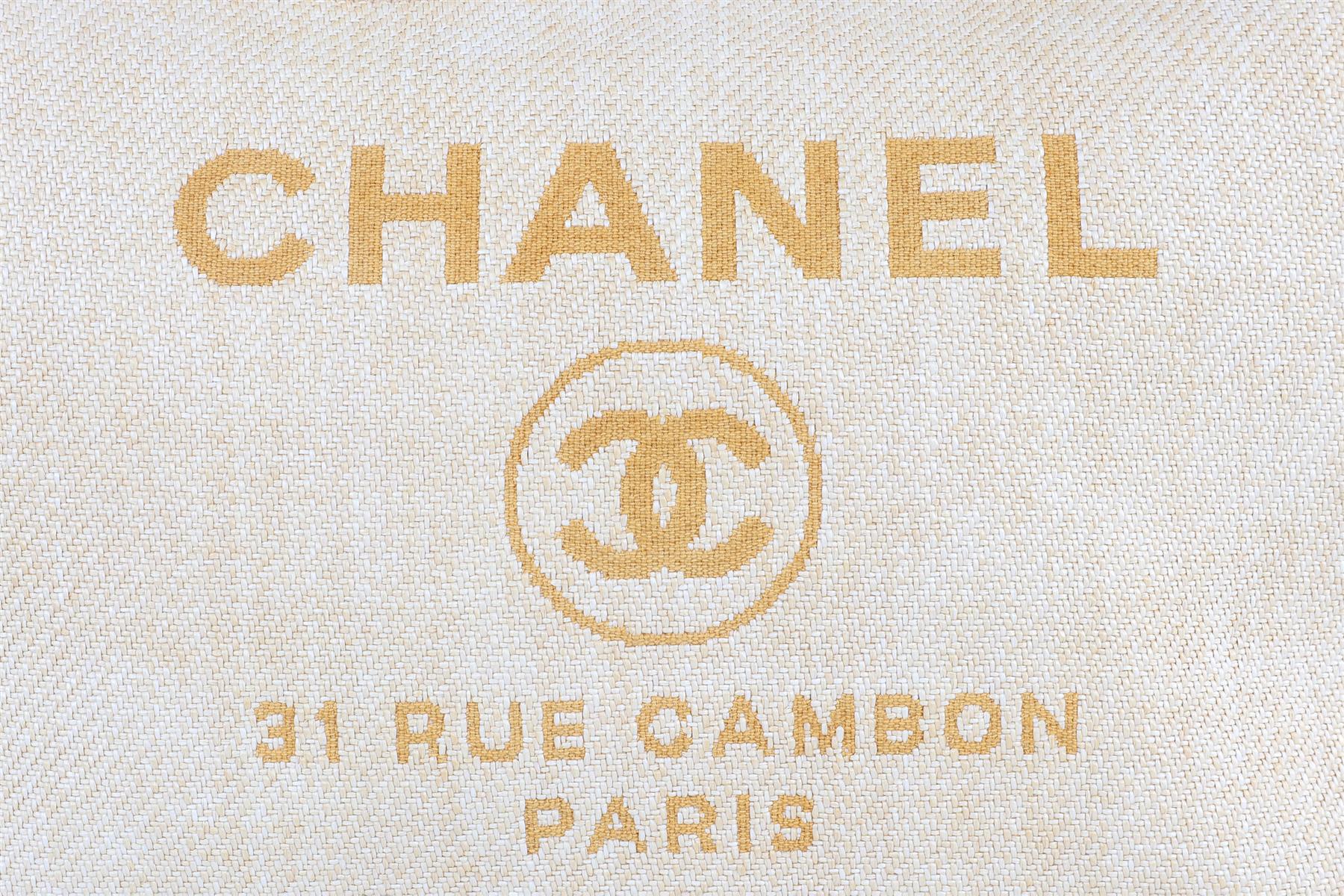 CHANEL YELLOW 2014 DEAUVILLE MEDIUM RAFFIA TOTE BAG