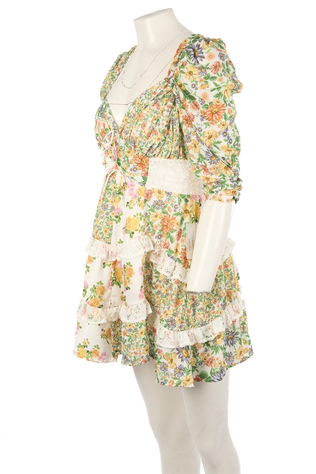FOR LOVE & LEMONS MULTI SATIN MINI DRESS XLARGE