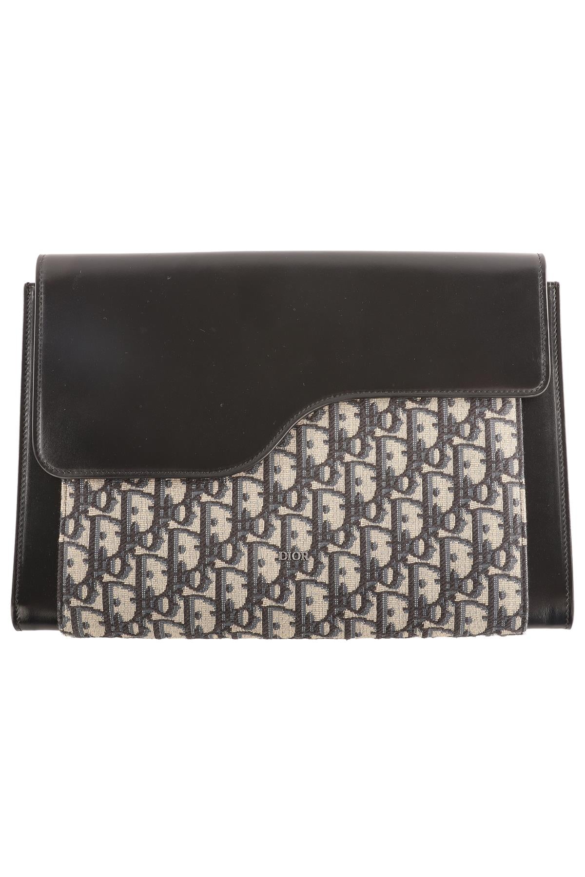 CHRISTIAN DIOR BLACK 2022 SADDLE OBLIQUE CANVAS AND LEATHER POUCH