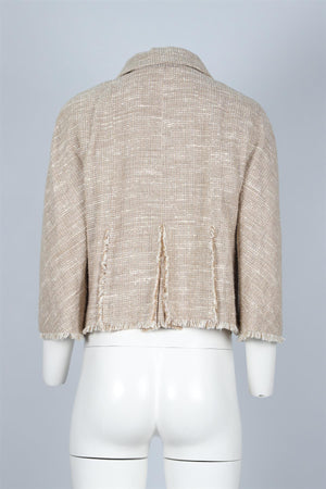 CHANEL BEIGE 2008 LINEN BLEND JACKET FR 40 UK 12