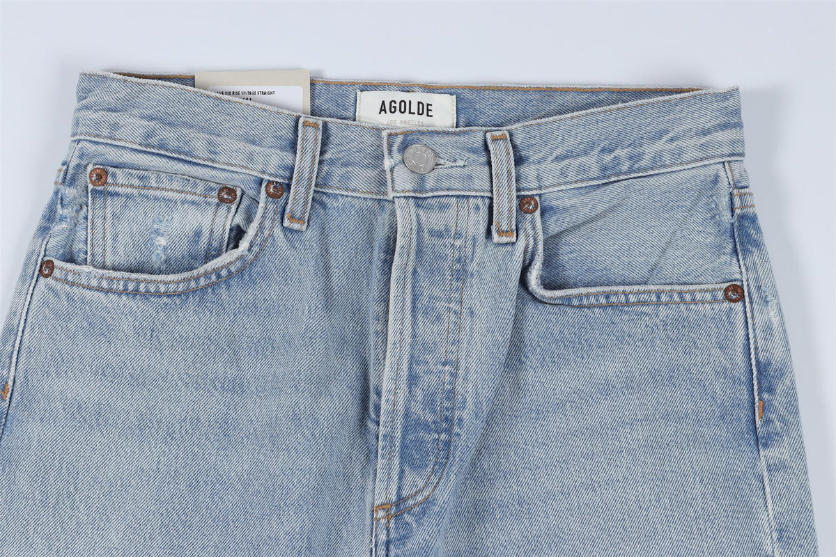 AGOLDE BLUE HIGH RISE STRAIGHT LEG JEANS W24 UK 6