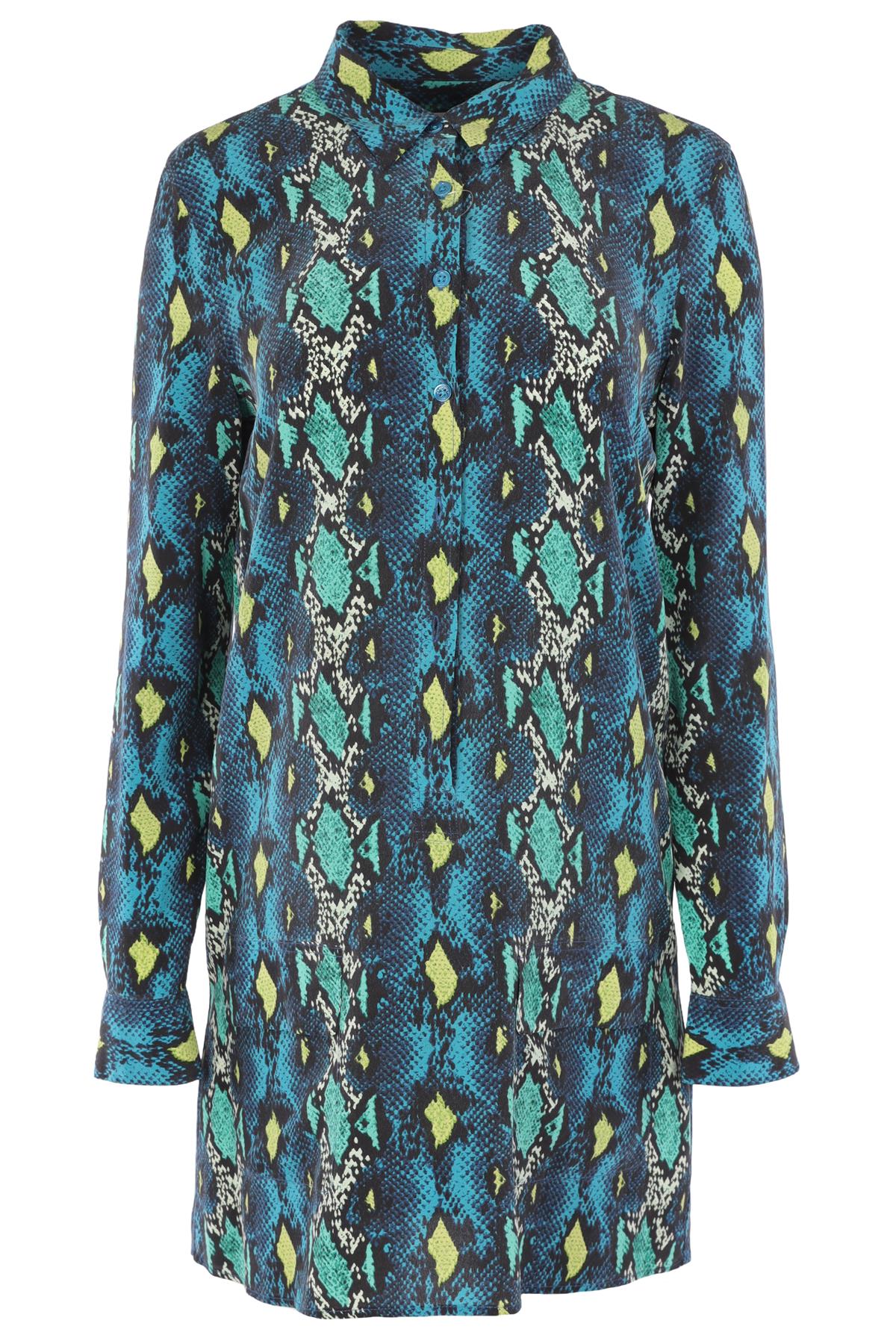 EQUIPMENT BLUE SILK MULTI MINI DRESS MEDIUM