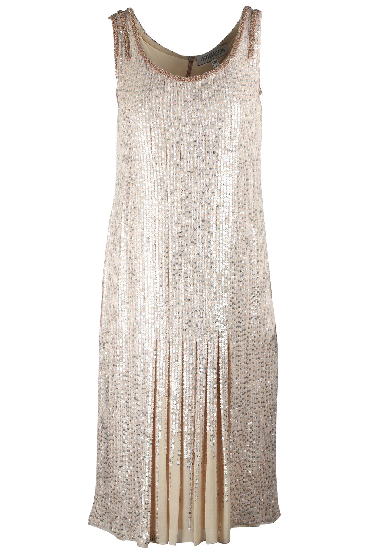 JACQUES AZAGURY GOLD SILK MIDI DRESS UK 12