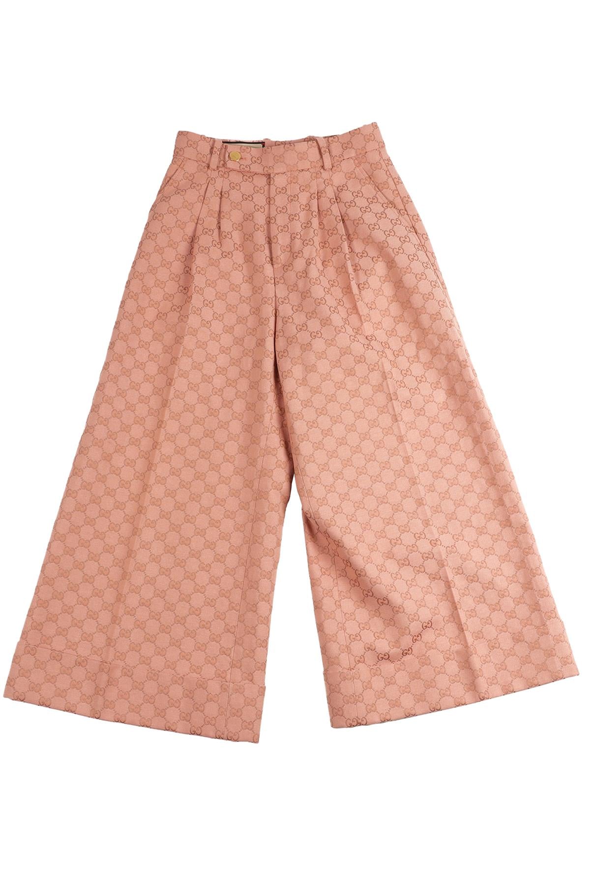 GUCCI PINK GG COTTON WIDE LEG PANTS IT 36 UK 4