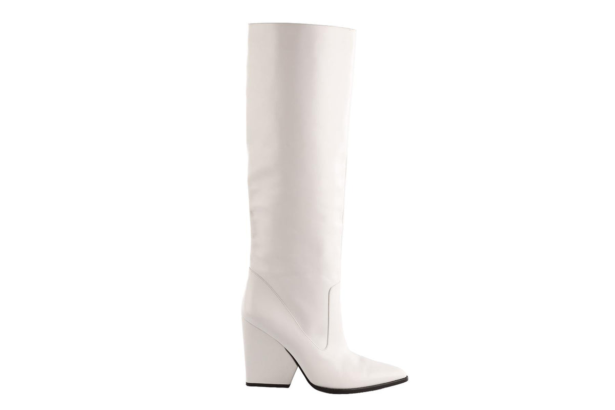 HUISHAN ZHANG WHITE LEATHER KNEE HIGH BOOTS EU 40 UK 7