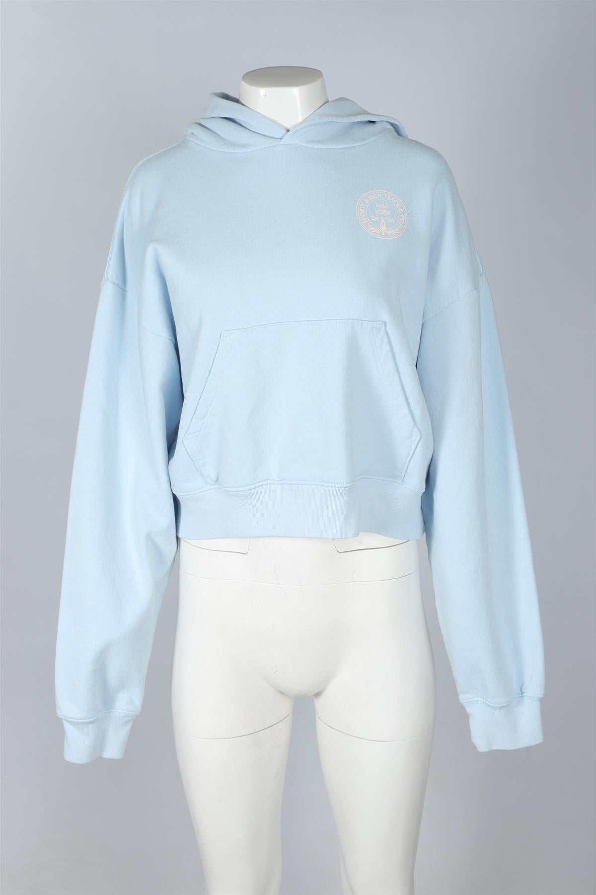 SPORTY & RICH BLUE COTTON SWEATSHIRT MEDIUM