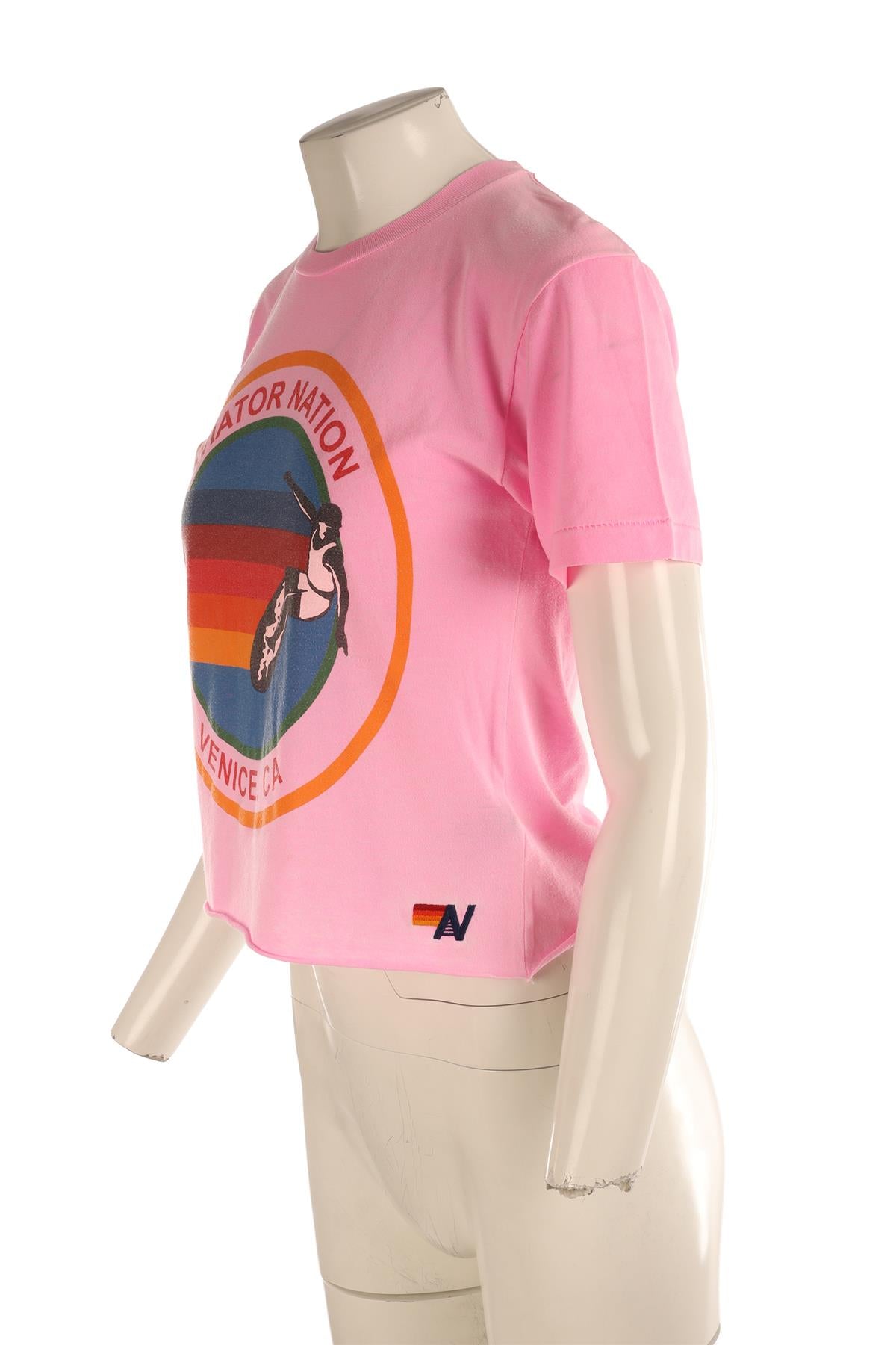 AVIATOR NATION PINK COTTON T-SHIRT XSMALL