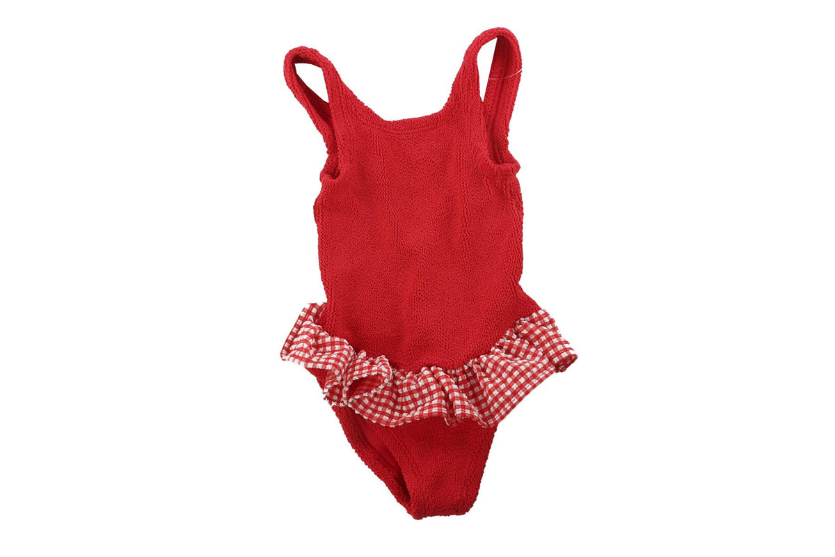 HUNZA G RED KIDS GIRLS SWIMSUIT 7-12 YEARS ONE SIZE