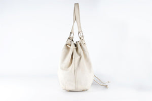 YVES SAINT LAURENT WHITE REVERSIBLE DOUBLE SAC Y LEATHER TOTE BAG