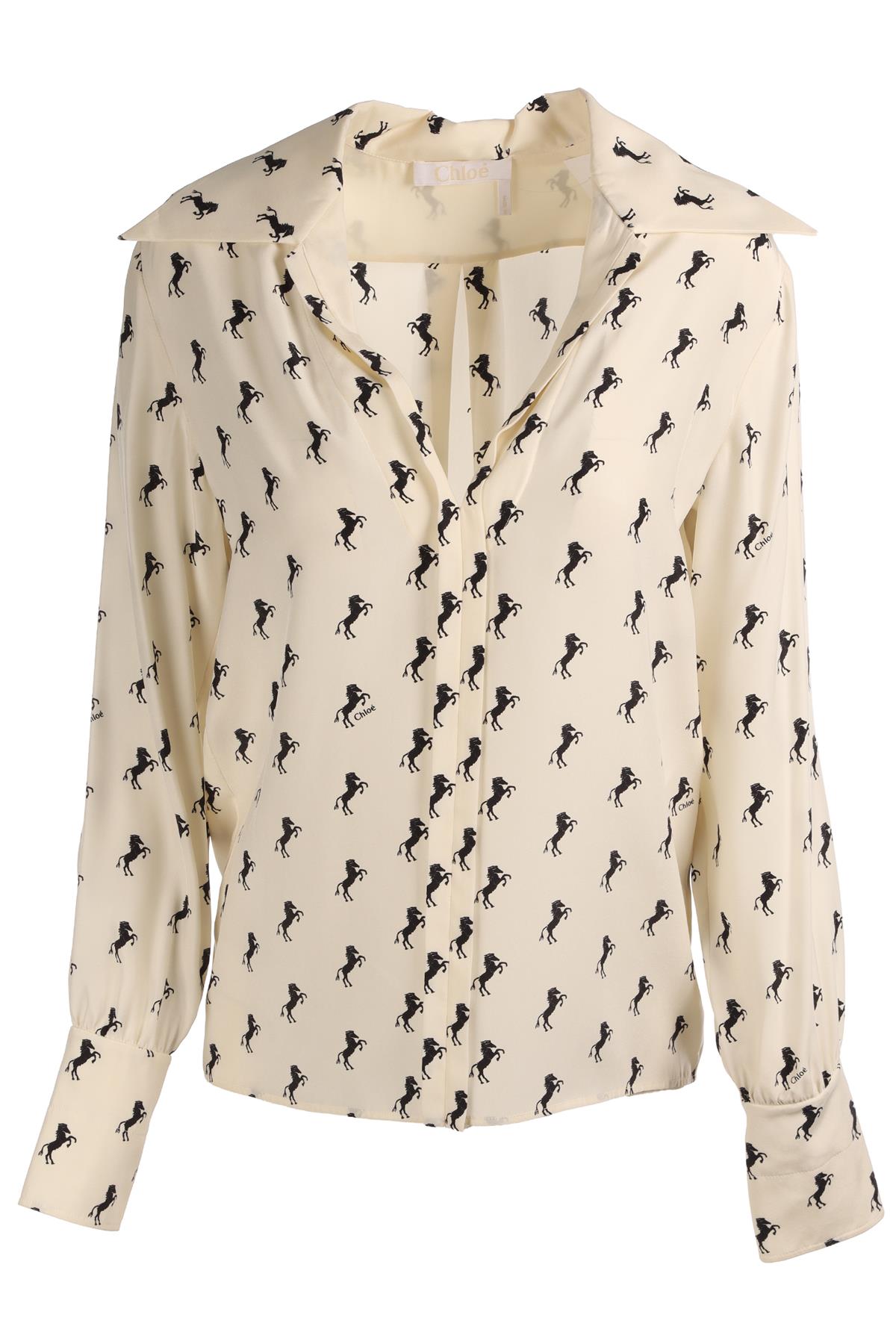 CHLOÉ CREAM SILK SHIRT FR 38 UK 10