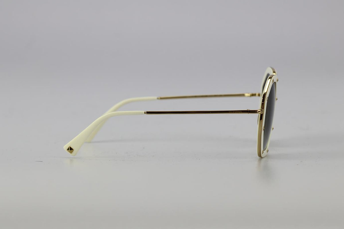 VALENTINO HEXAGON FRAME ACETATE AND GOLD TONE SUNGLASSES