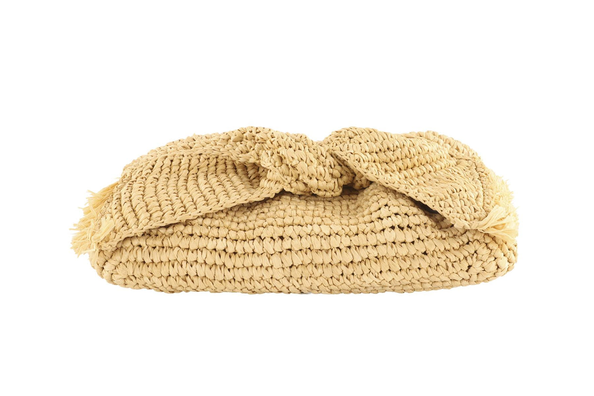 ANYA HINDMARCH BEIGE RAFFIA CLUTCH
