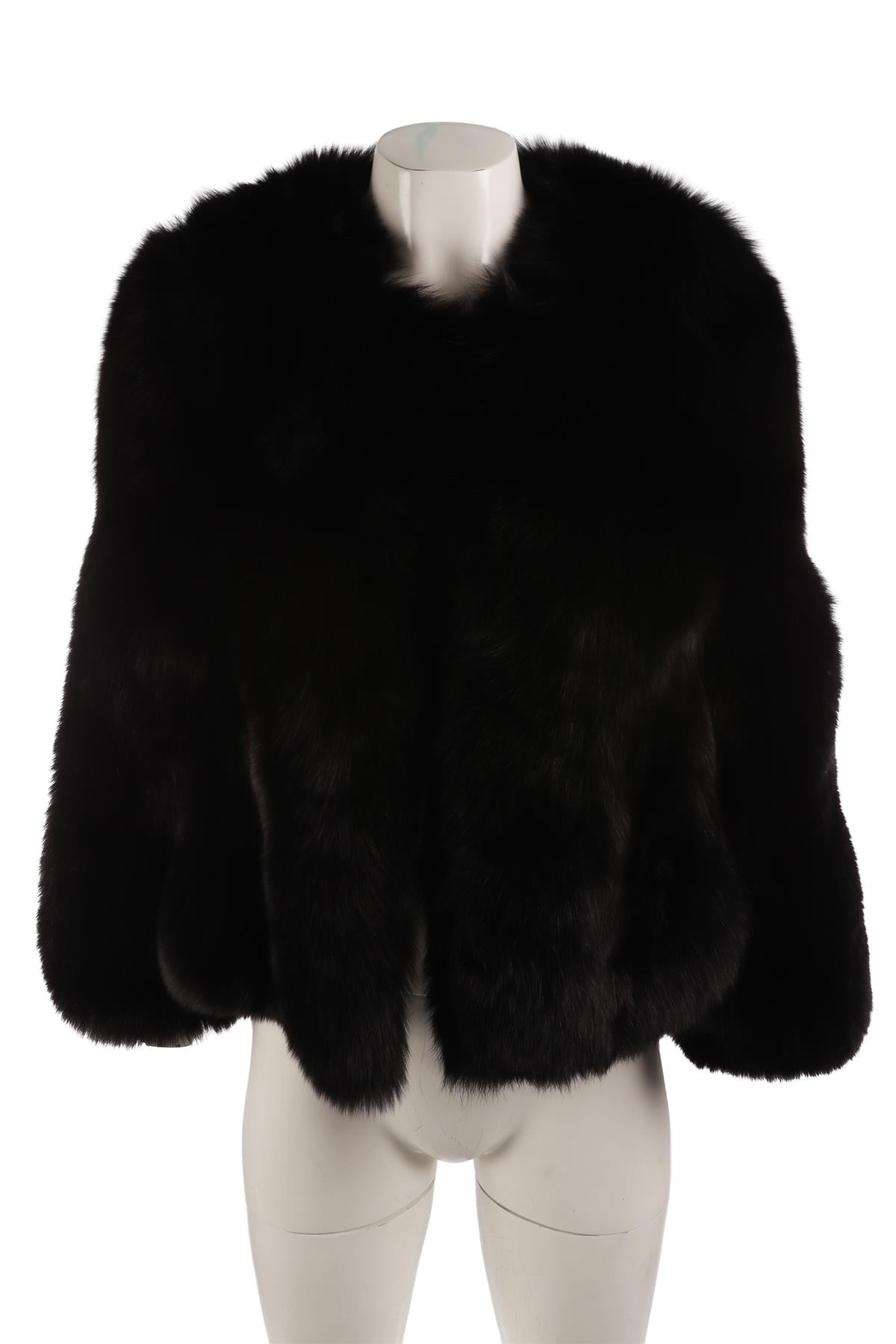 L CUPPINI BLACK FOX FUR JACKET XSMALL