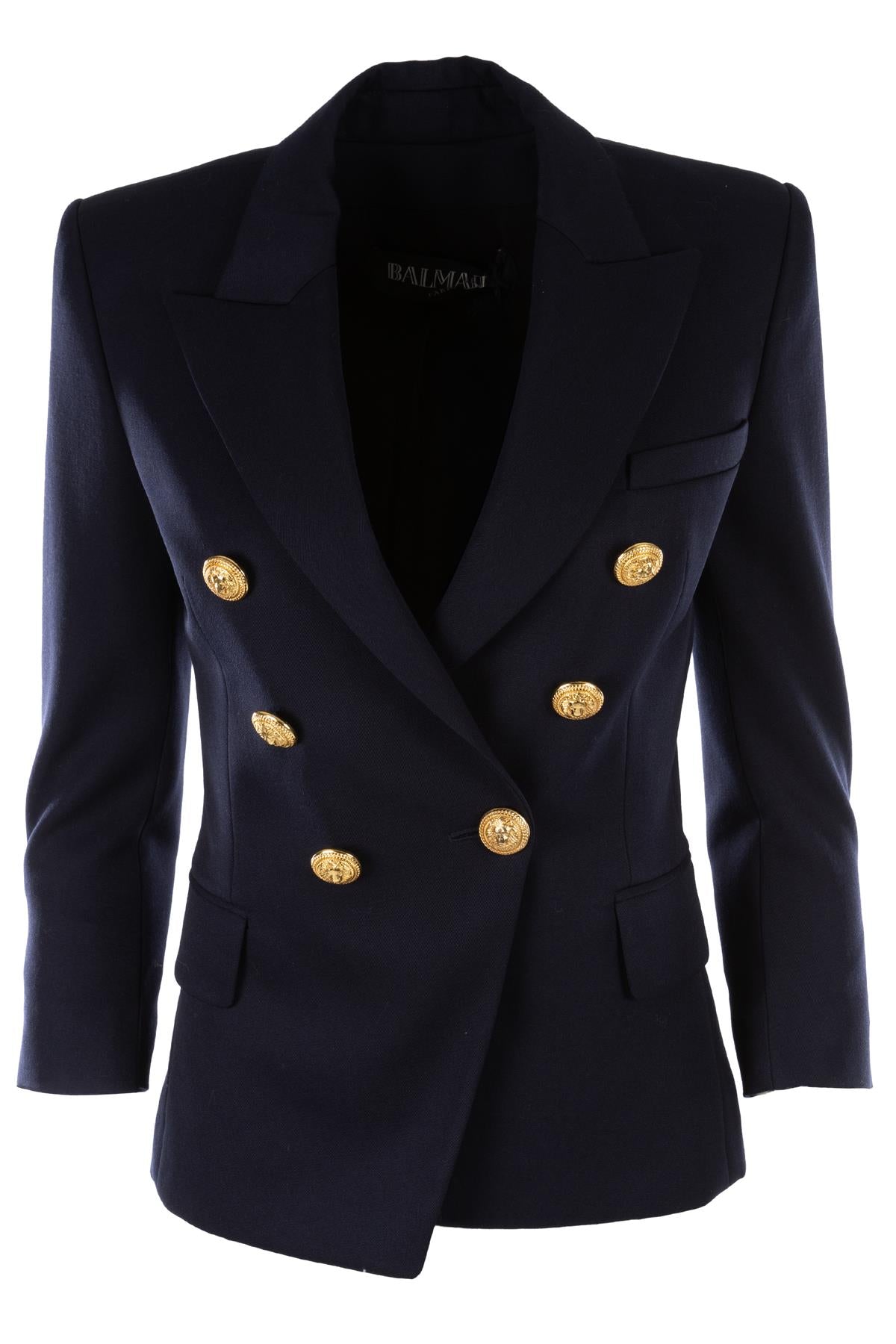 BALMAIN NAVY WOOL BLAZER FR 36 UK 8