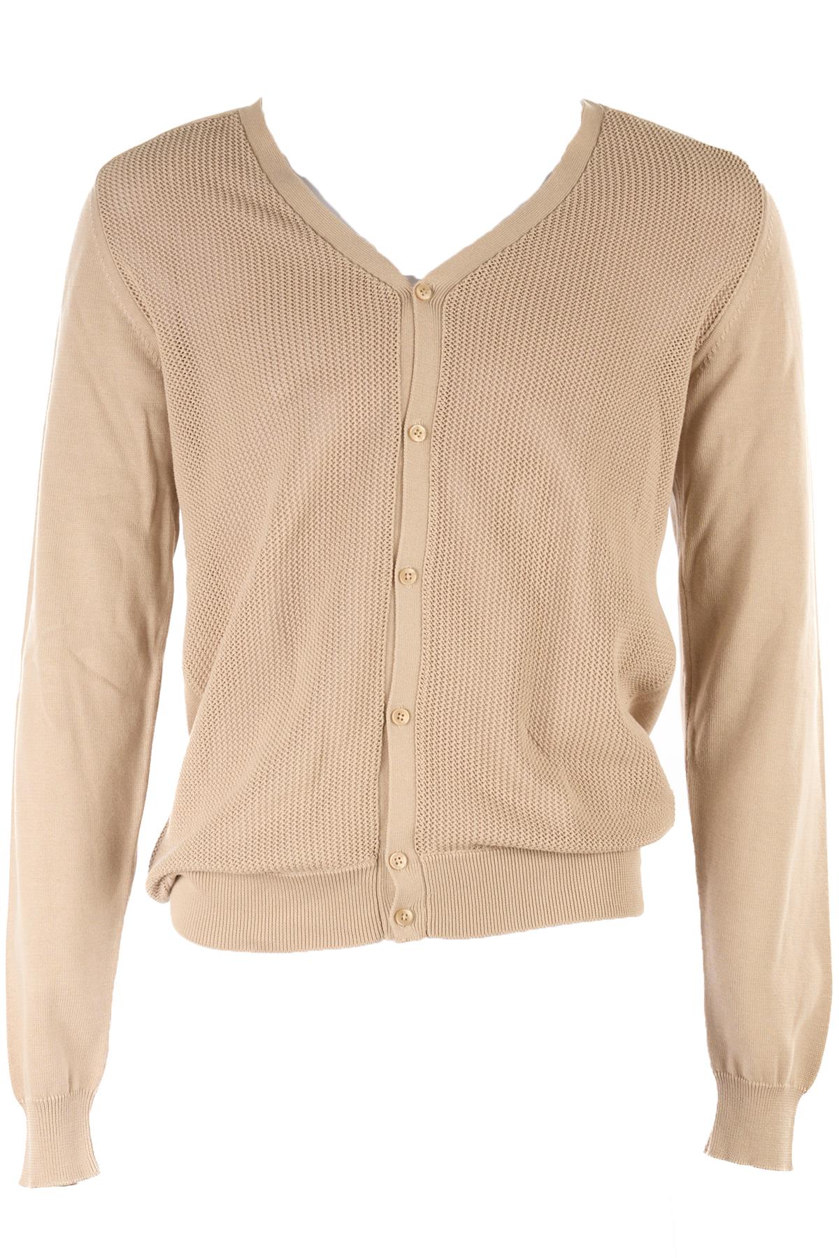 ZEGNA BEIGE MEN'S COTTON CARDIGAN LARGE