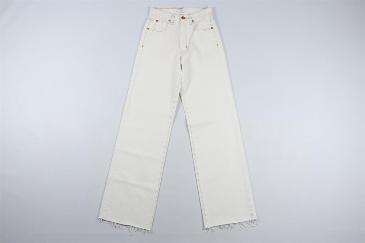 SLVRLAKE CREAM HIGH RISE WIDE LEG JEANS W23 UK 4