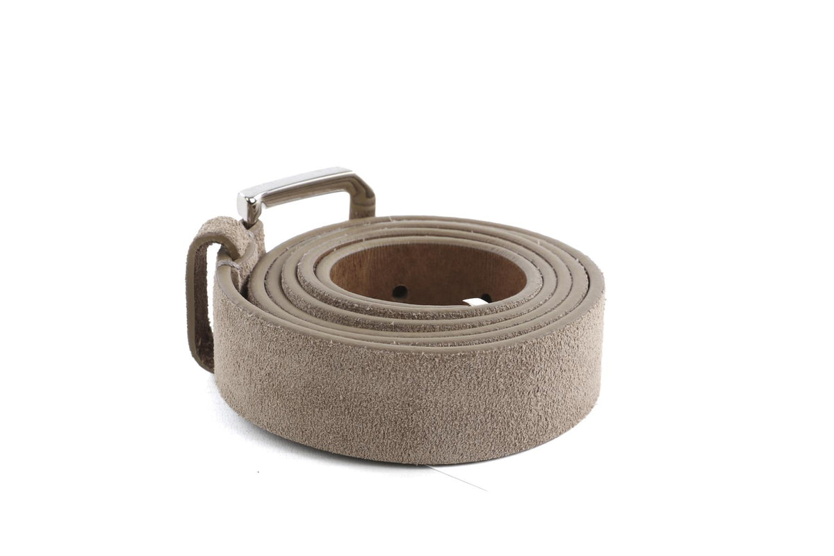 BRUNELLO CUCINELLI TAUPE MEN'S SUEDE BELT 105CM