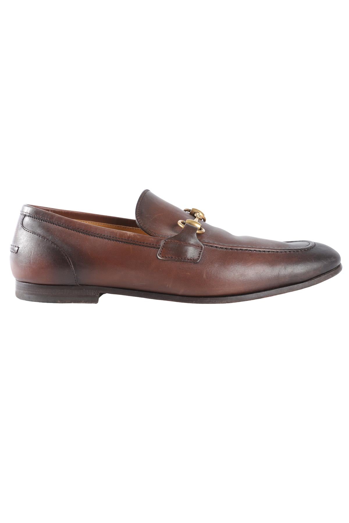 GUCCI BROWN MEN'S JORDAAN LEATHER LOAFERS UK 7 EU 41 US 8
