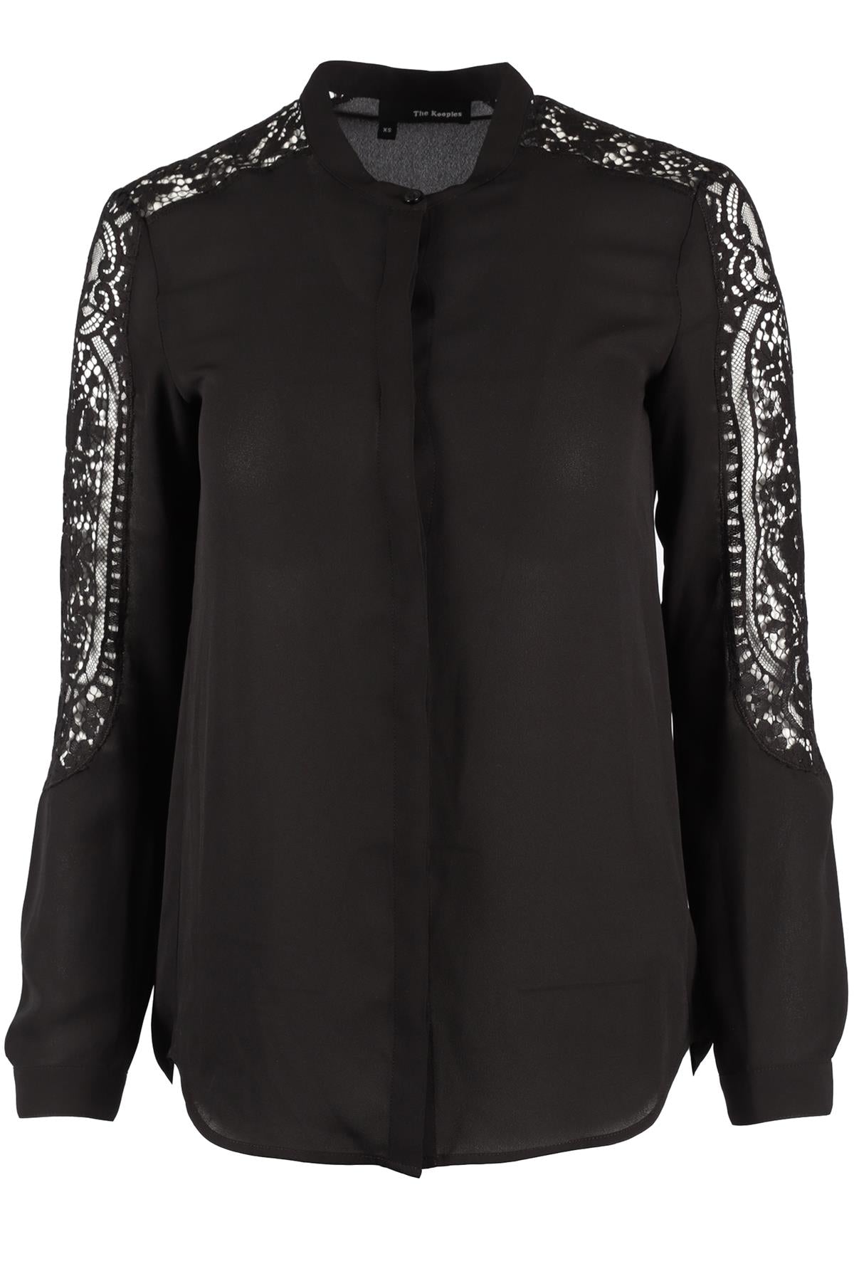 THE KOOPLES BLACK CHIFFON AND LACE SHIRT SIZE XS