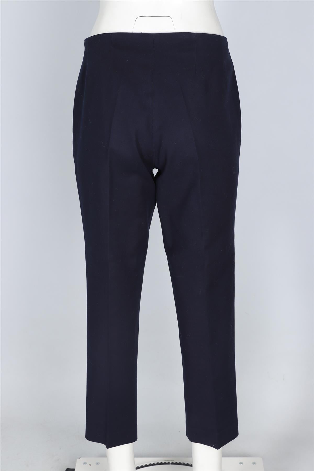 THE ROW NAVY COTTON STRAIGHT LEG PANTS US 10 UK 14