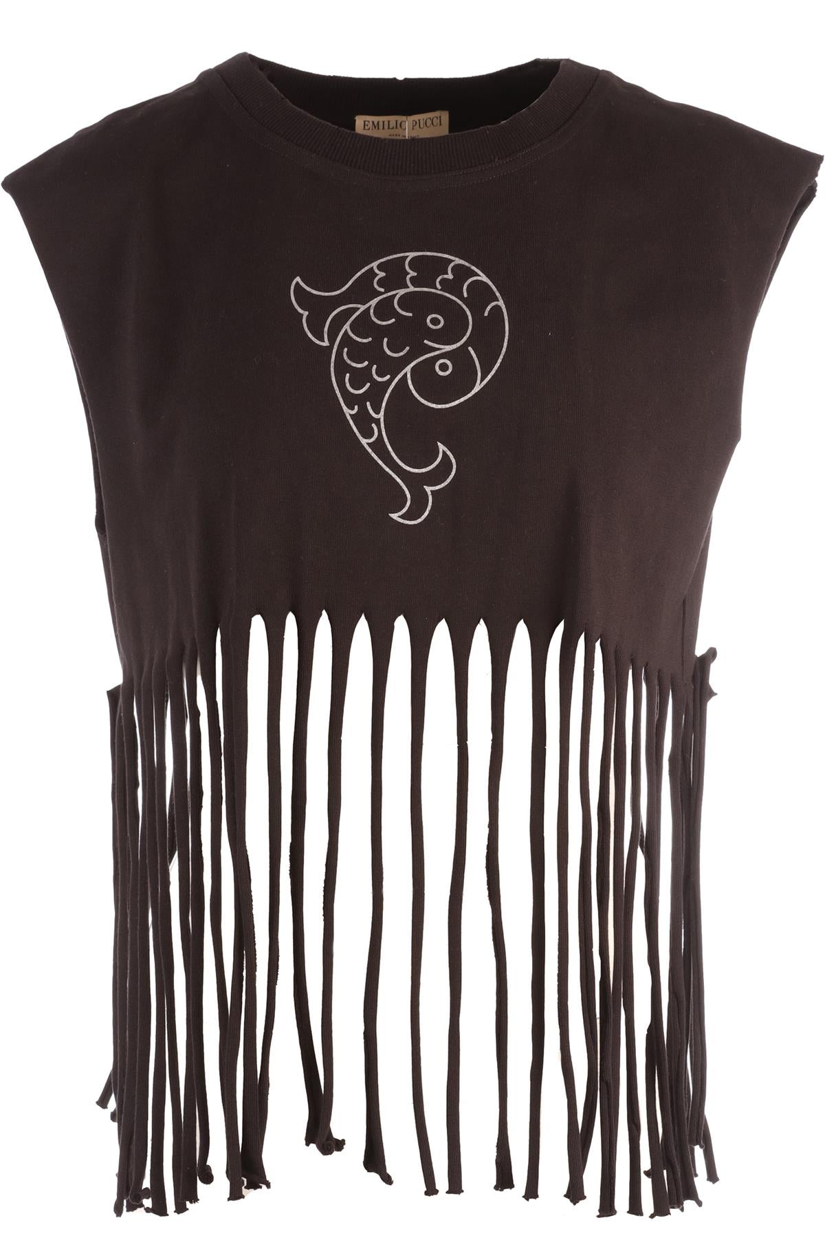 EMILIO PUCCI BLACK COTTON TOP MEDIUM