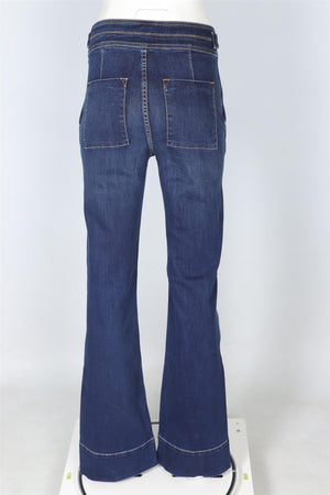 CURRENT/ELLIOTT BLUE HIGH RISE FLARED JEANS W27 UK 8-10