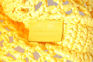 PRADA YELLOW RAFFIA TOTE BAG