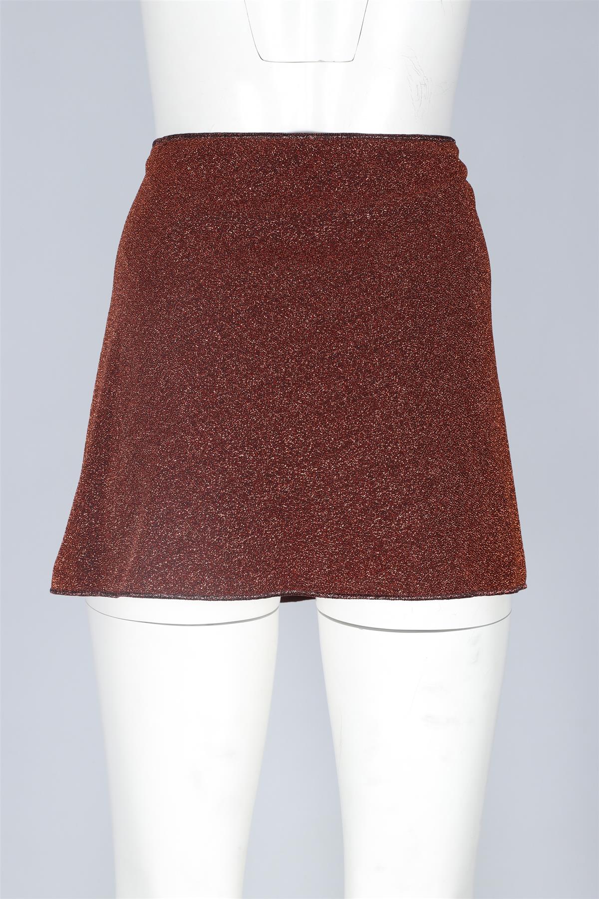 OSEREE BROWN KNIT MINI SKIRT MEDIUM