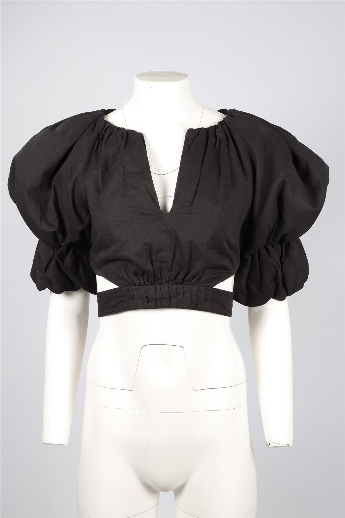 AJE BLACK CROPPED COTTON TOP UK 6