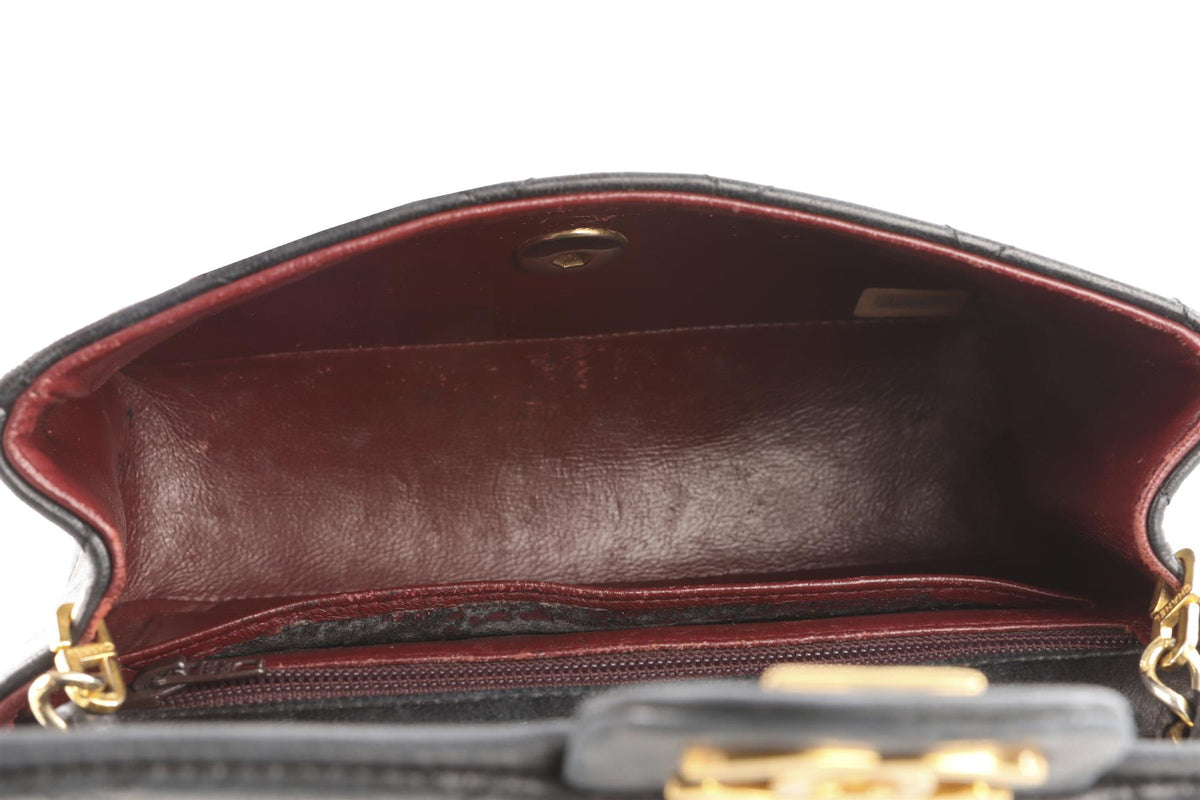 CHANEL BLACK 1986-1988 SQUARE MINI FLAP QUILTED LEATHER SHOULDER BAG
