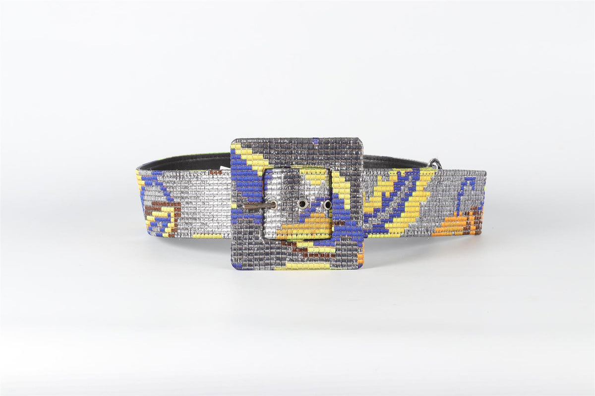 MAISON RABIH KAYROUZ SILVER FABRIC WAIST BELT