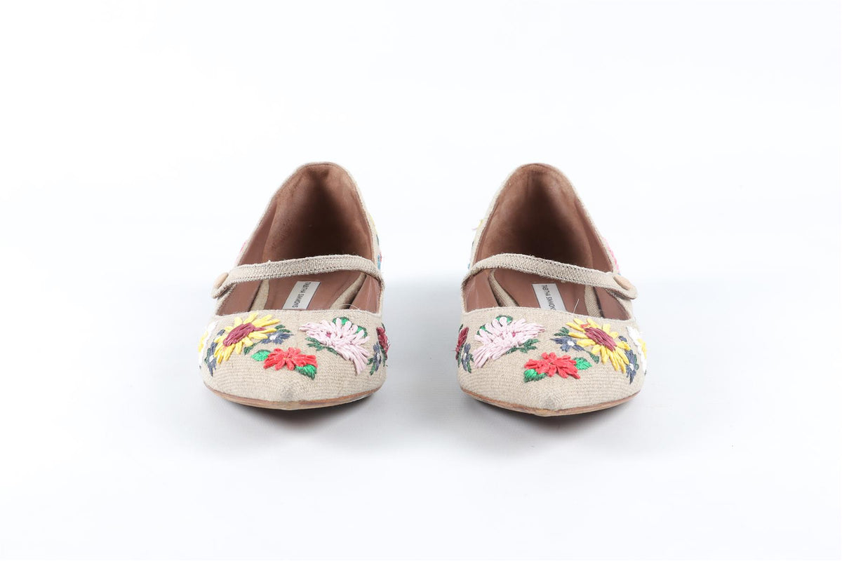 TABITHA SIMMONS BEIGE CANVAS BALLET FLATS EU 38.5 UK 5.5 US 8.5