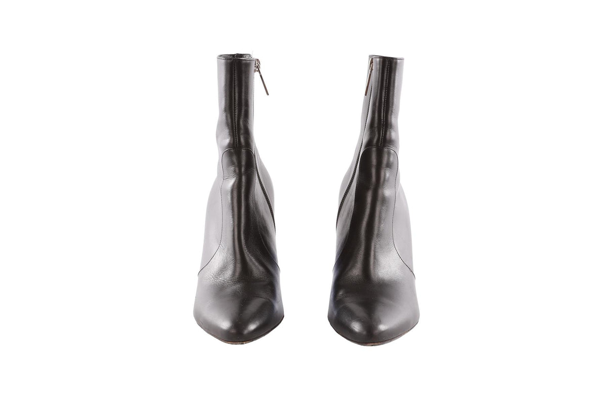 CHRISTIAN DIOR BLACK LEATHER ANKLE BOOTS EU 39 UK 6 US 9