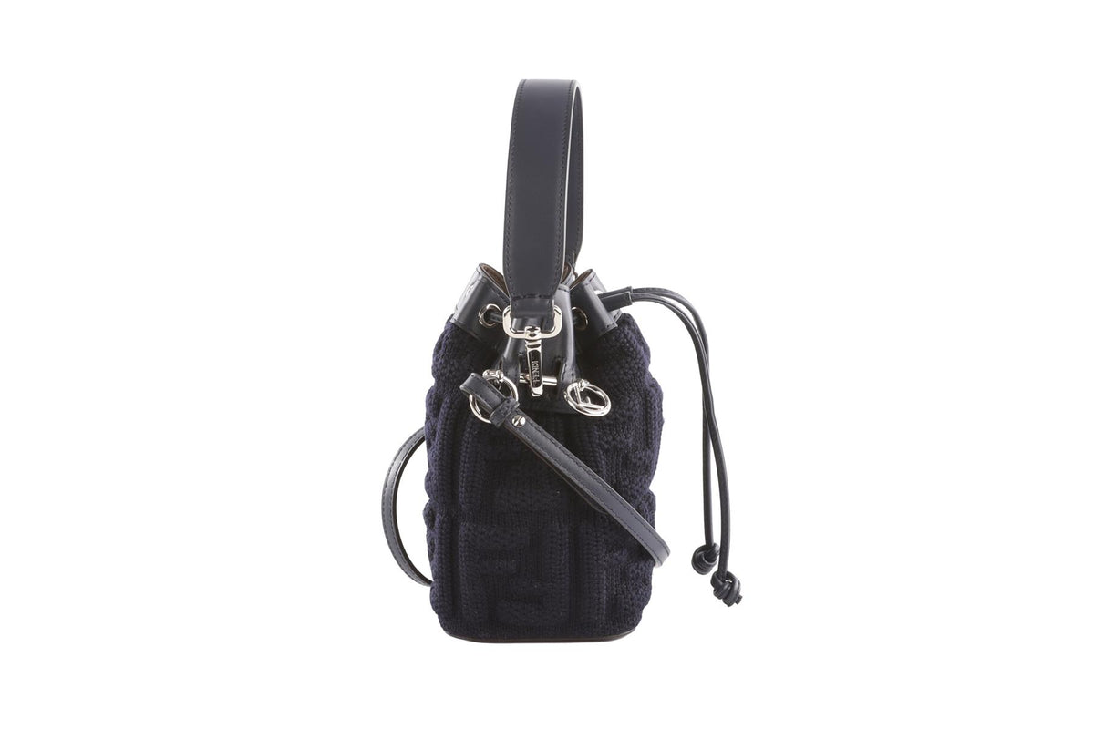 FENDI NAVY MON TRESOR MINI FABRIC BUCKET BAG