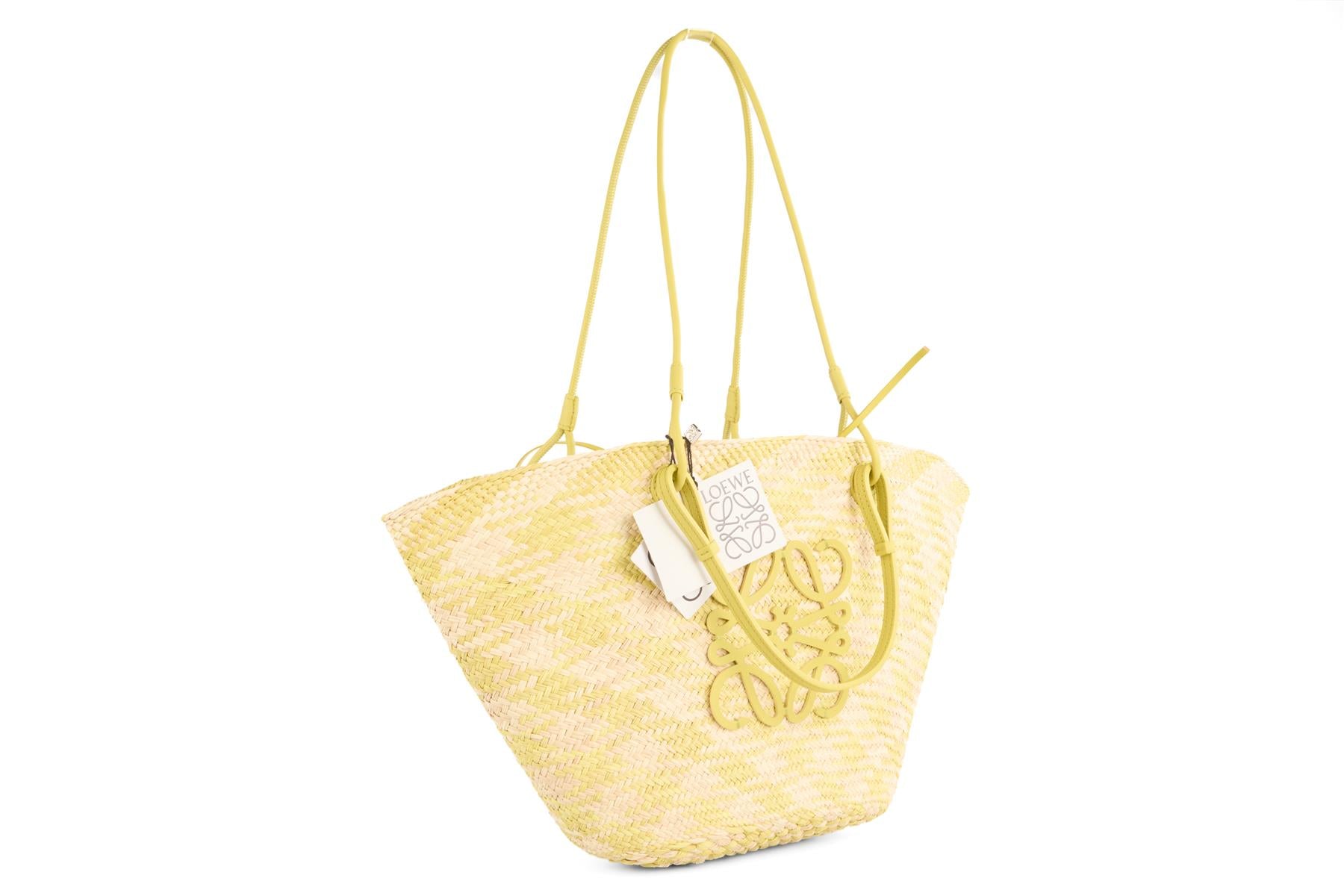 LOEWE GREEN ANAGRAM RAFFIA SHOULDER BAG