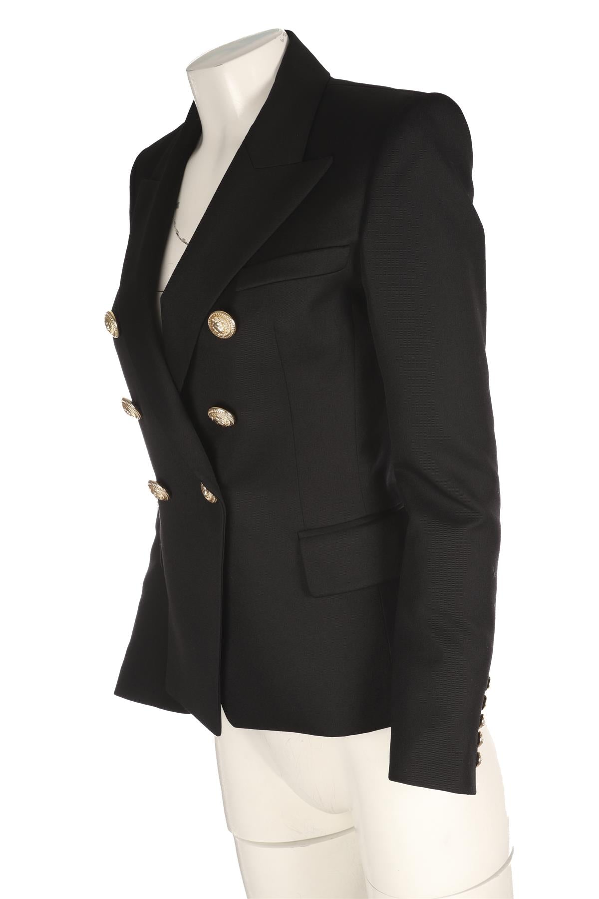 BALMAIN BLACK WOOL JACKET FR 38 UK 10